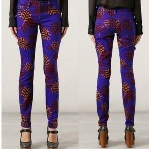 Marc Jacob's Blue Tulip Print Skinny Jeans Size 29